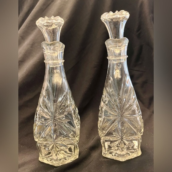 Anchor Hocking Star of David Glass Oil and Vinegar Cruet Set EAPC VTG 1960s MCM - Picture 4 of 15